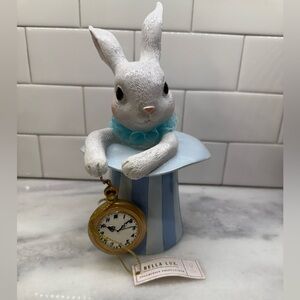Bella Lux Easter Bunny Rabbit in Blue & White Striped Top Hat with Watch NWT
